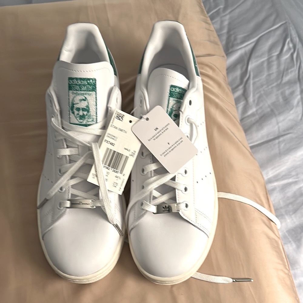 Adidas White Sneakers with Green Accents